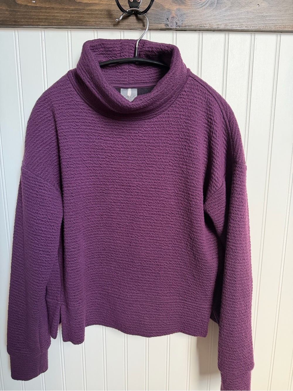 CALIA Turtleneck Textured Pullover Sweater - Plum